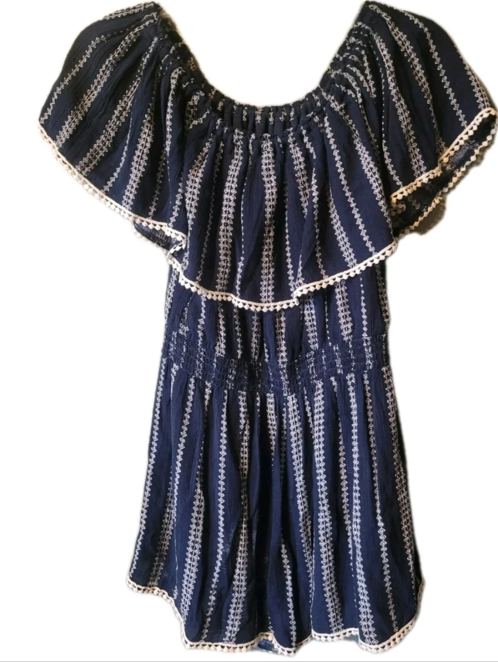 Lulus Womens See Ya There Romper Medium Off The Shoulder Preppy Modern